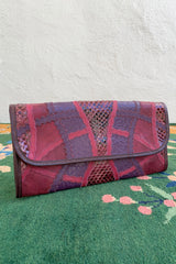 Vintage Carlos Falchi Pink Purple Lizard Snake Patchwork Clutch at Recess Los Angeles