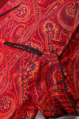 Vintage Carlos Falchi Paisley Leather Smoking Jacket sleeve cuffs at Recess Los Angeles