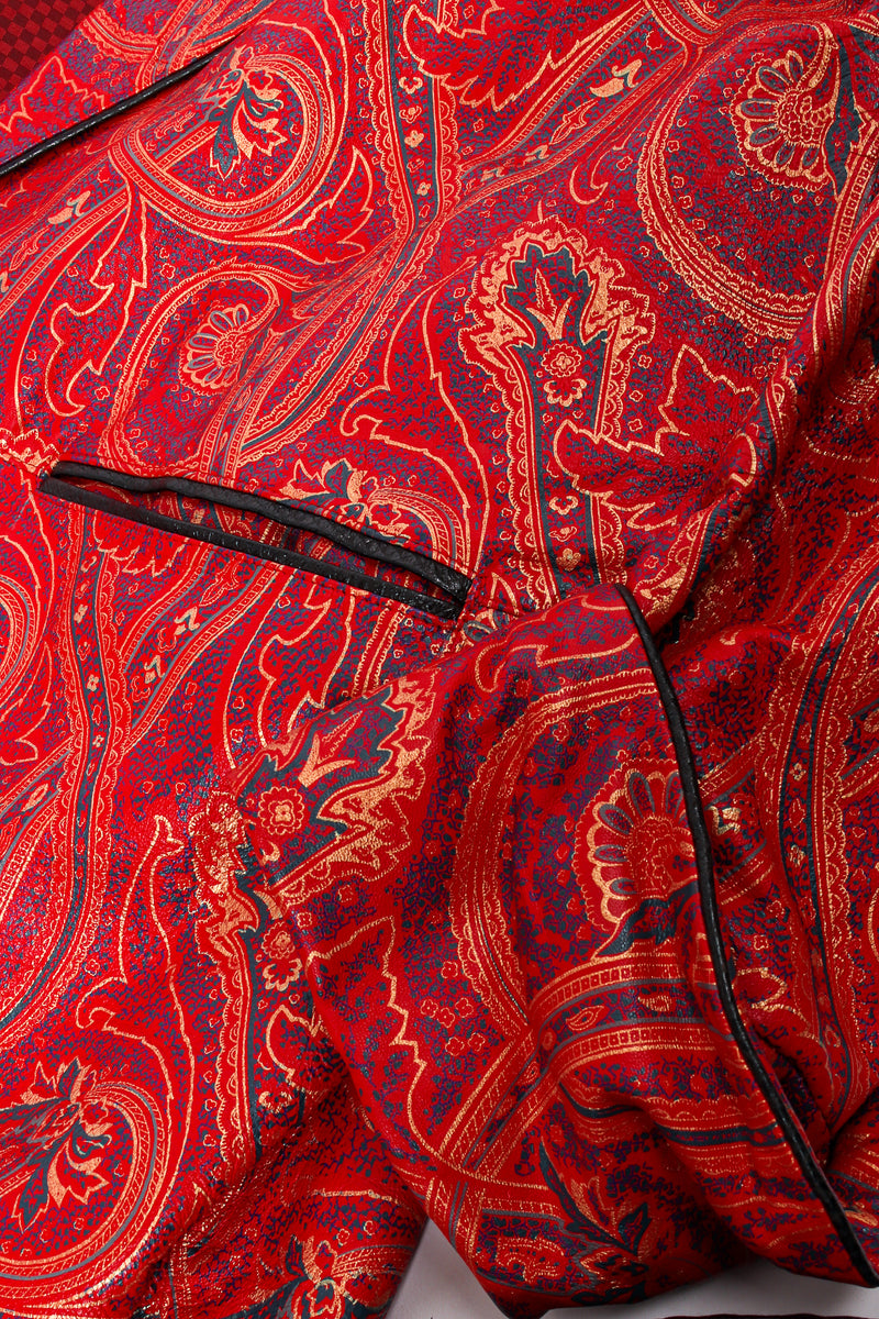 Vintage Carlos Falchi Paisley Leather Smoking Jacket sleeve cuffs at Recess Los Angeles