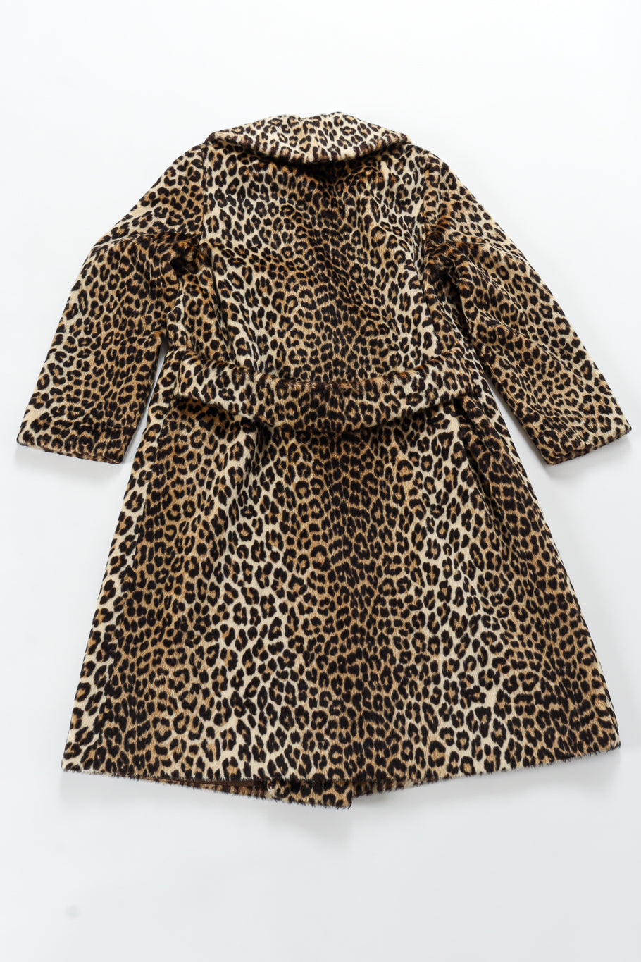 Vintage Carol Brent Double Breasted Leopard Faux Fur Coat back flat lay @ Recess LA