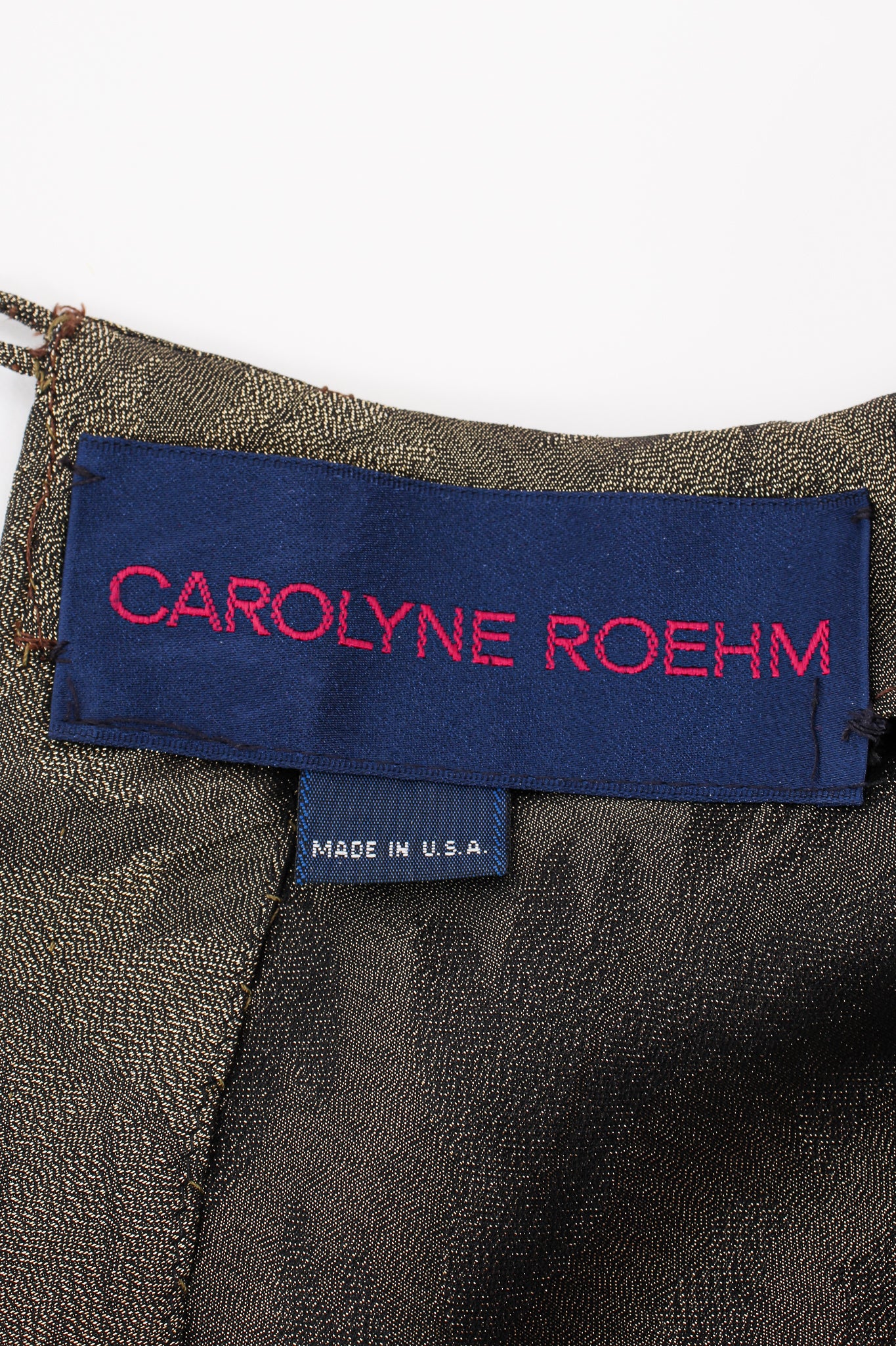 Vintage Carolyne Roehm Metallic Backless Waist Wrap Top label at Recess Los Angeles