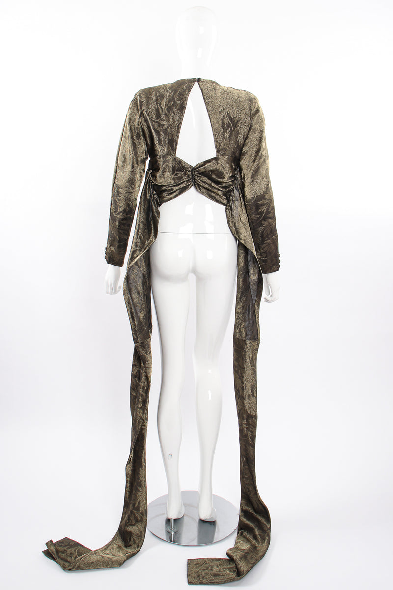 Vintage Carolyne Roehm Metallic Backless Waist Wrap Top on Mannequin untied back at Recess LA