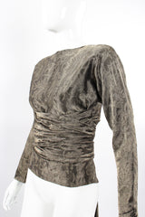 Vintage Carolyne Roehm Metallic Backless Waist Wrap Top on Mannequin angle at Recess Los Angeles