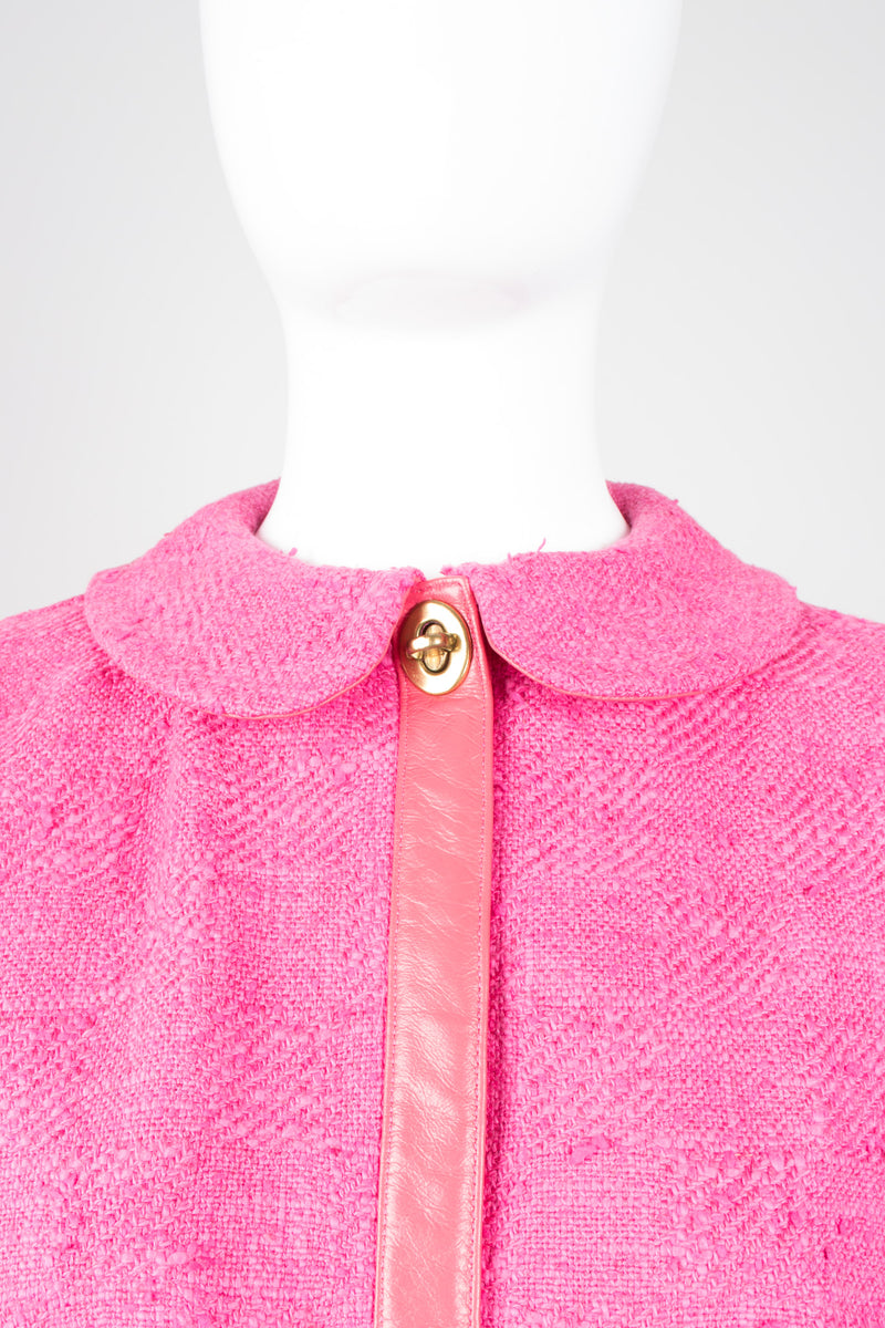 Bonnie Cashin for Sills Pink Tweed Boucle Turnlock Swing Coat