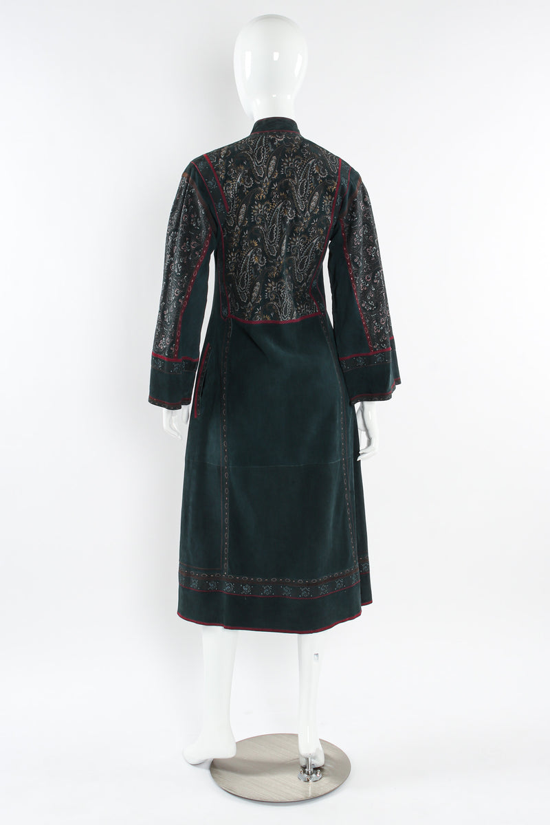 Vintage Roberto Cavalli Paisley Suede Leather Dress mannequin back @ Recess LA