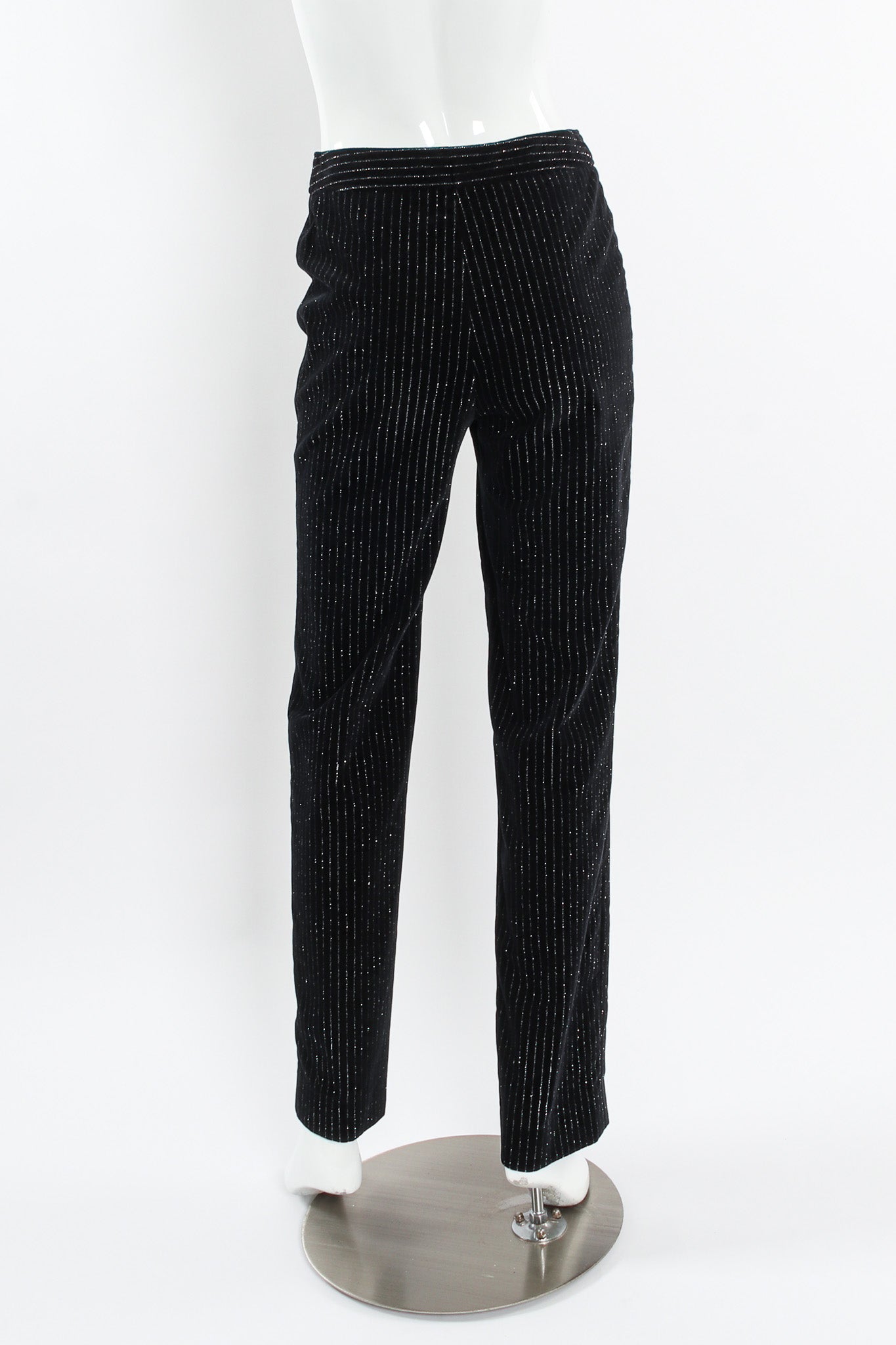 Vintage Celine Metallic Pinstripe Velvet Pant mannequin back @ Recess LA