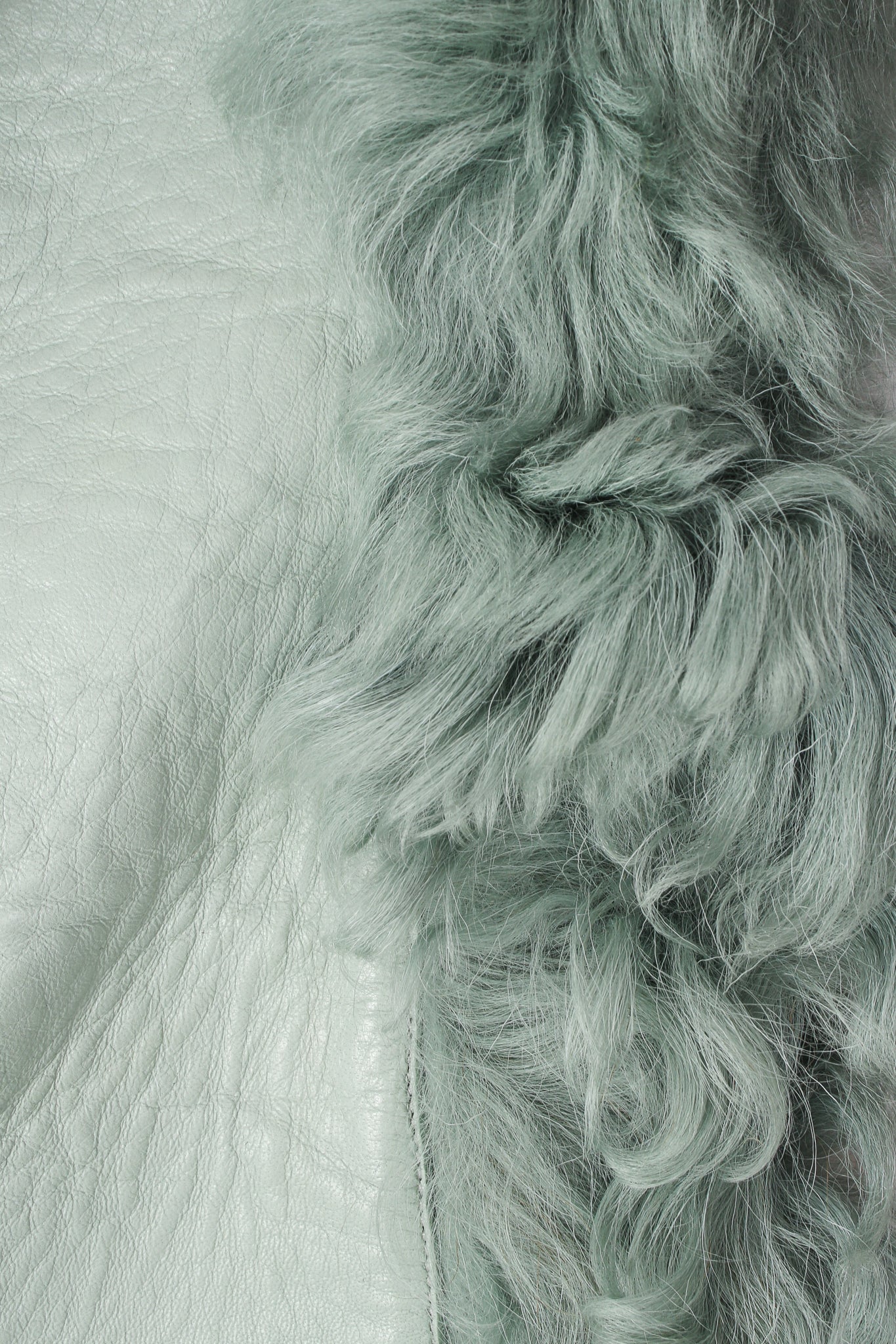 Vintage Celine Seafoam Curly Lamb Fur Coat detail at Recess Los Angeles