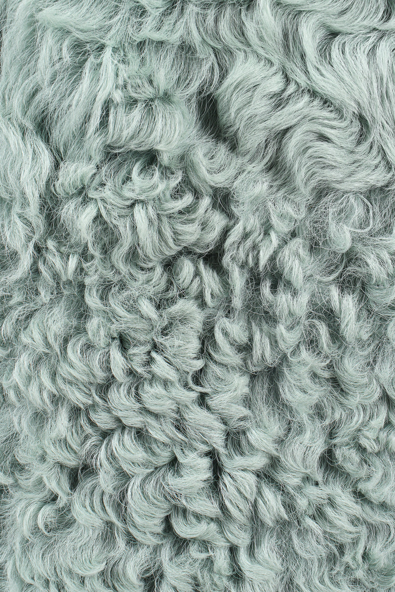 Vintage Celine Seafoam Curly Lamb Fur Coat detail at Recess Los Angeles