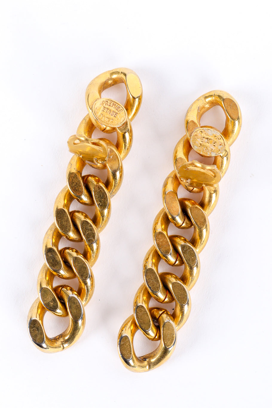 Curb chain link drop earrings by Premier Etage flat lay backs open @recessla