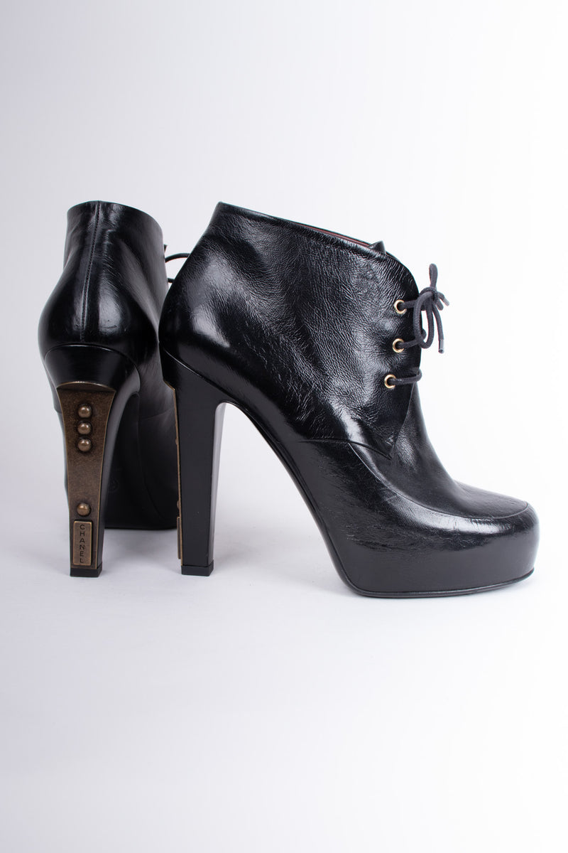 Chanel Lace-Up Platform Steampunk Ankle Boots