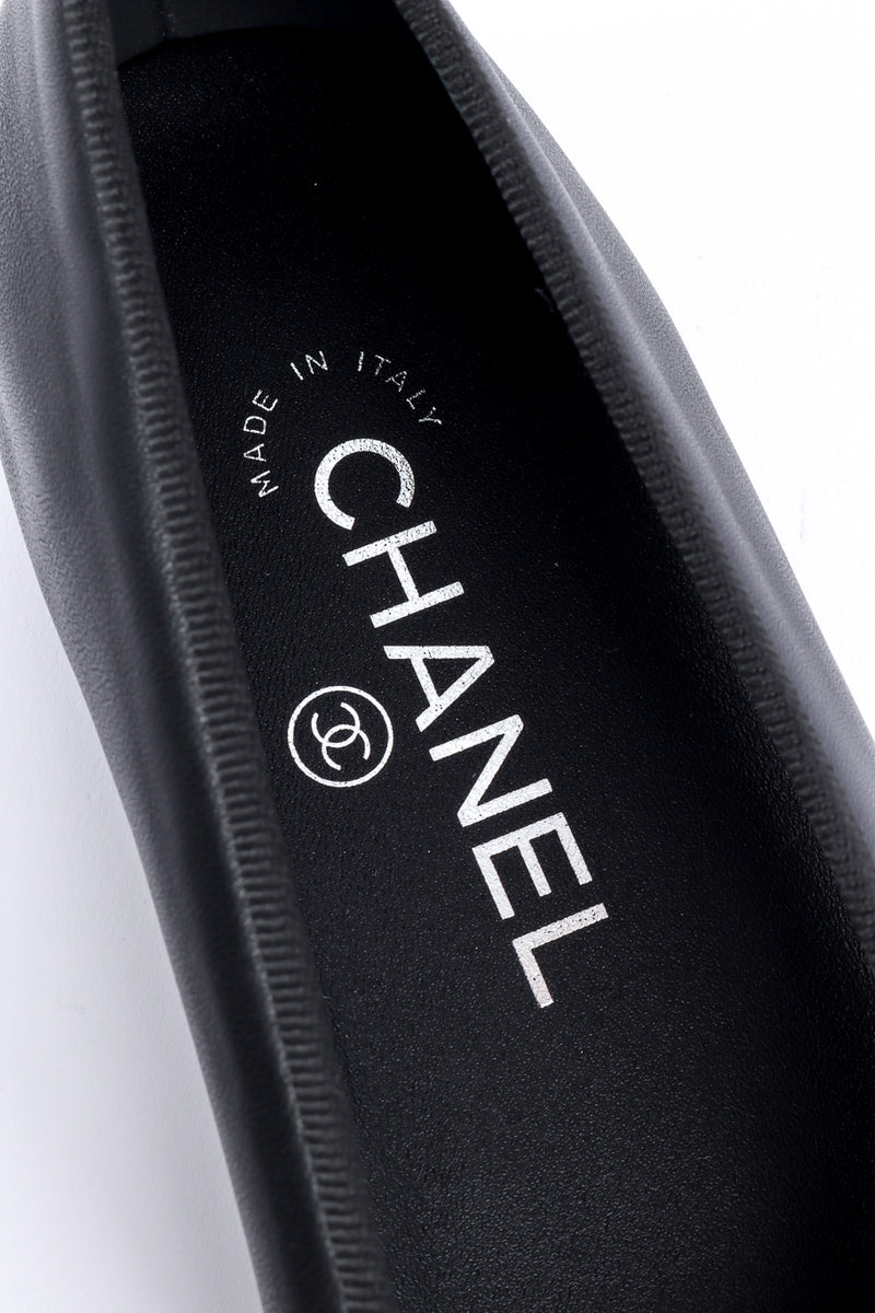 Ballet flats by Chanel inside logo close @recessla