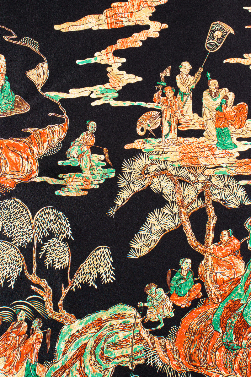 Vintage Chanel Chinese Coromandel Print Shawl print detail at Recess Los Angeles