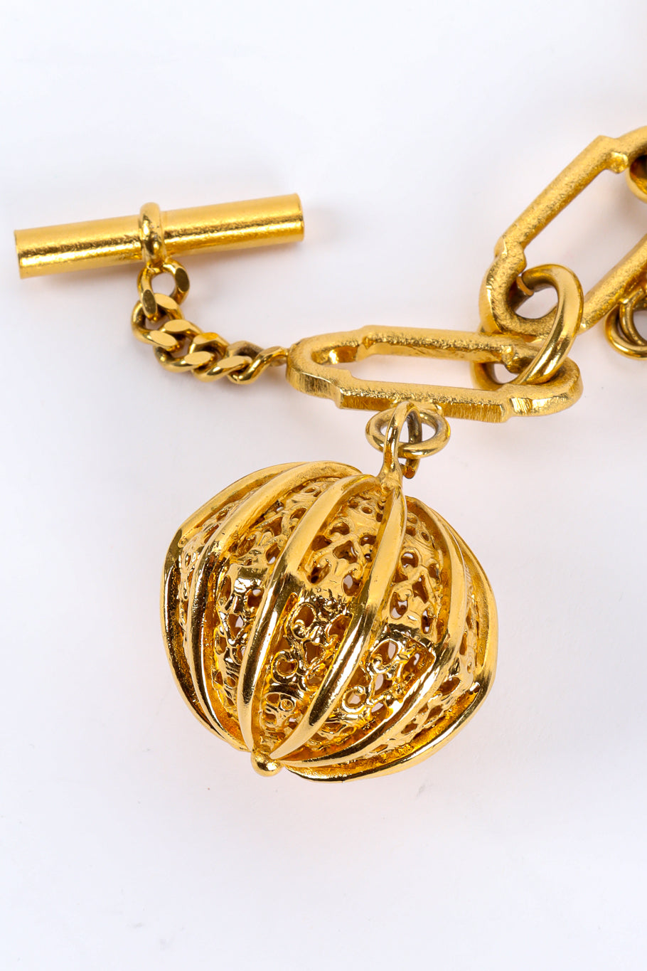 Vintage Chanel Filigree Fleur Locket Charm Bracelet ball charm @ Recess LA