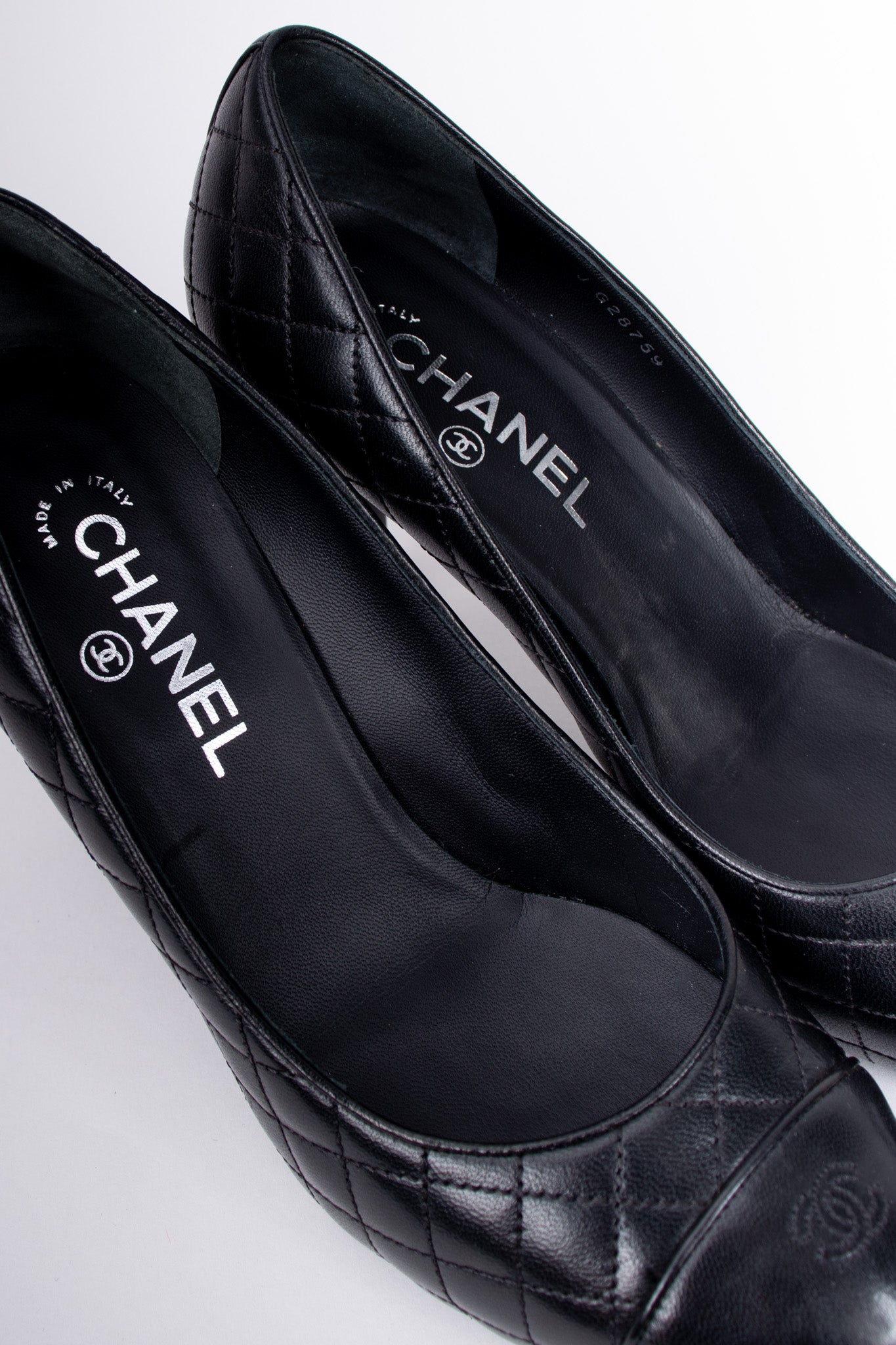 Chanel Logo CC Quilted Lambskin Leather Heels Pumps