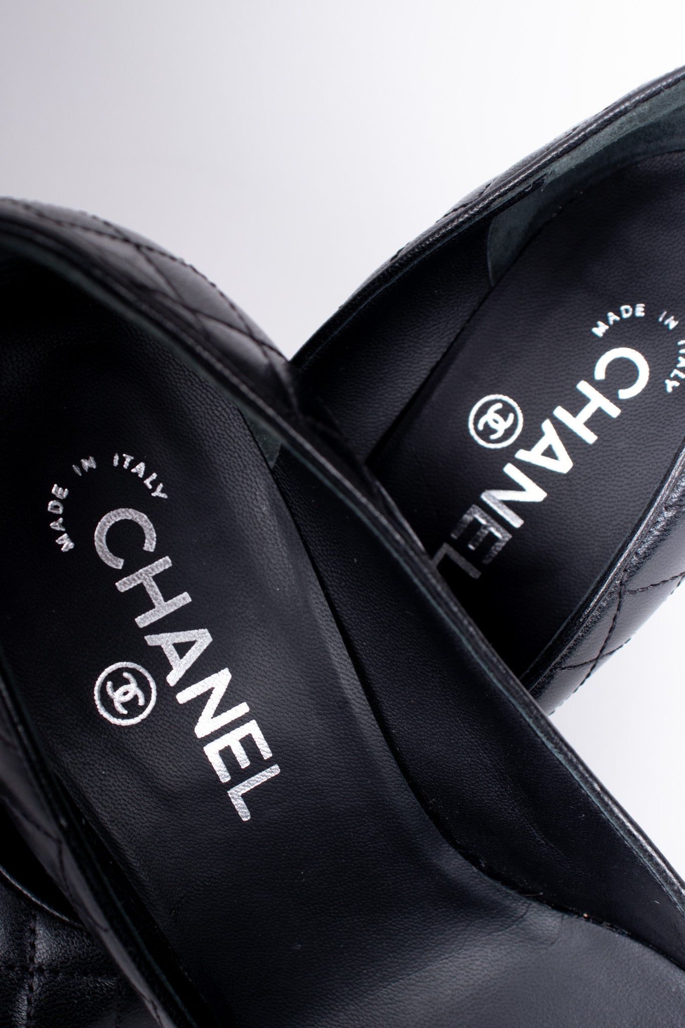 Chanel Logo CC Quilted Lambskin Leather Heels Pumps