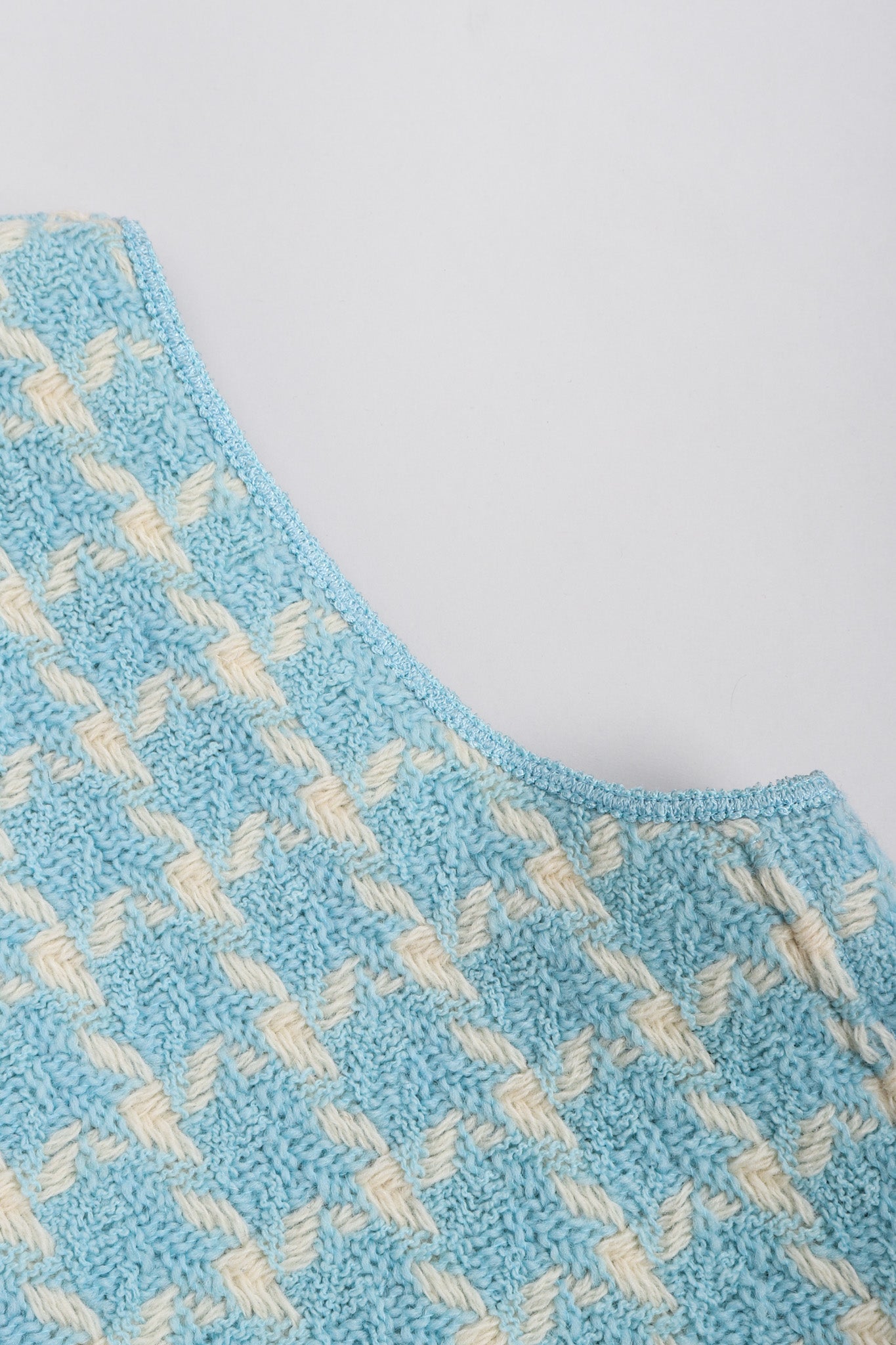 Recess Los Angeles Vintage Chanel Baby Blue Checkered Knit Vest