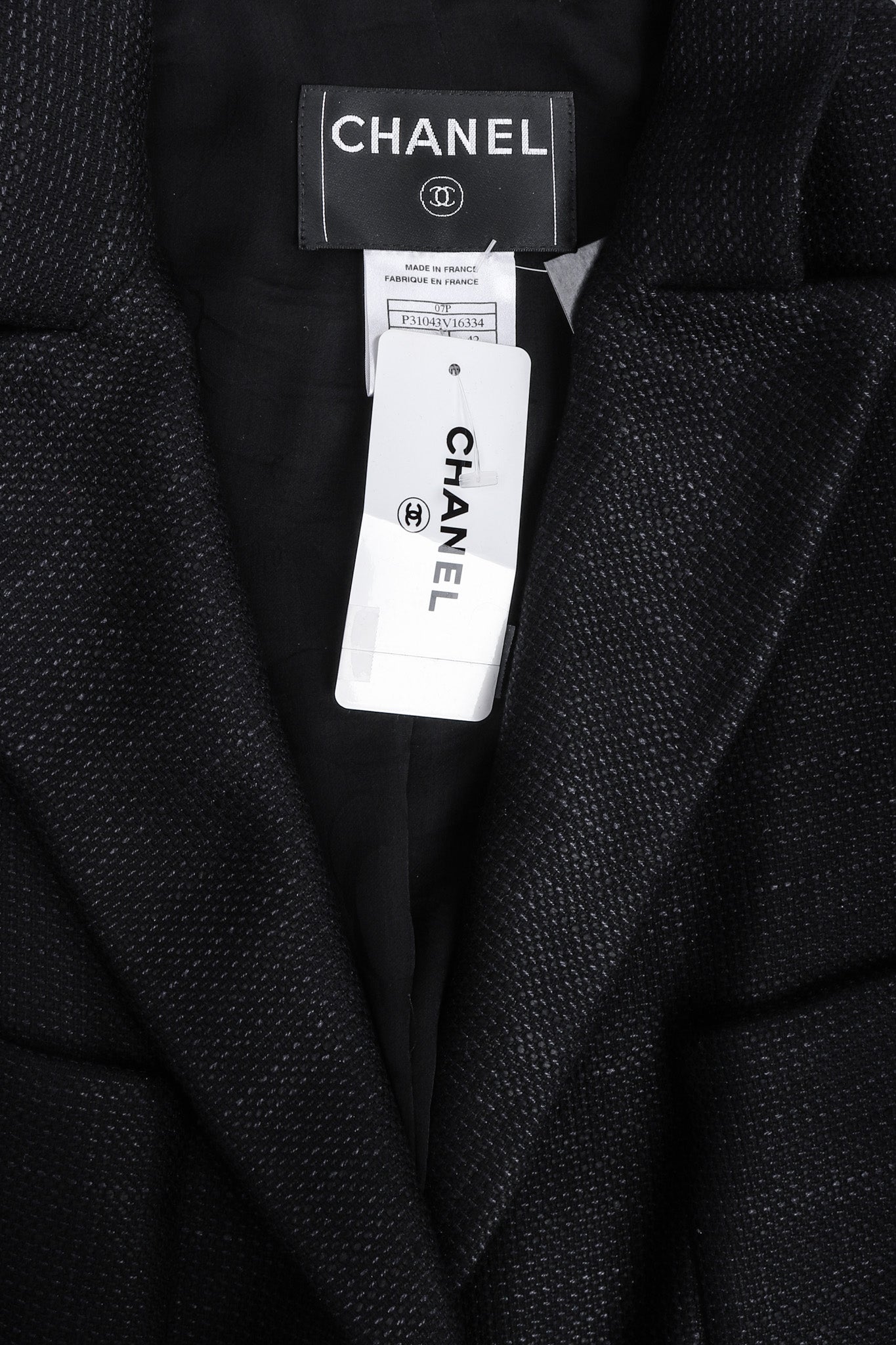 Recess Los Angeles Vintage Chanel Black Cotton Jacket Classic Silk Lining