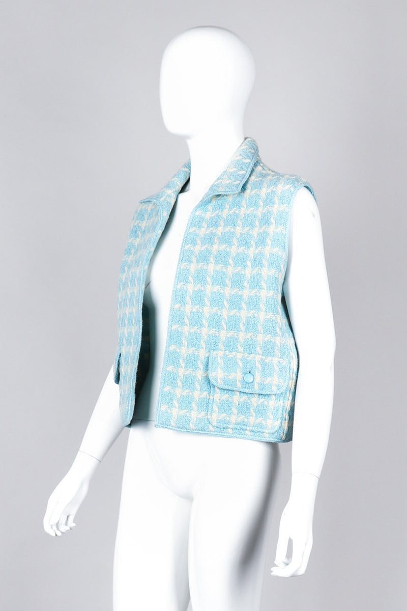 Recess Los Angeles Vintage Chanel Baby Blue Checkered Knit Vest