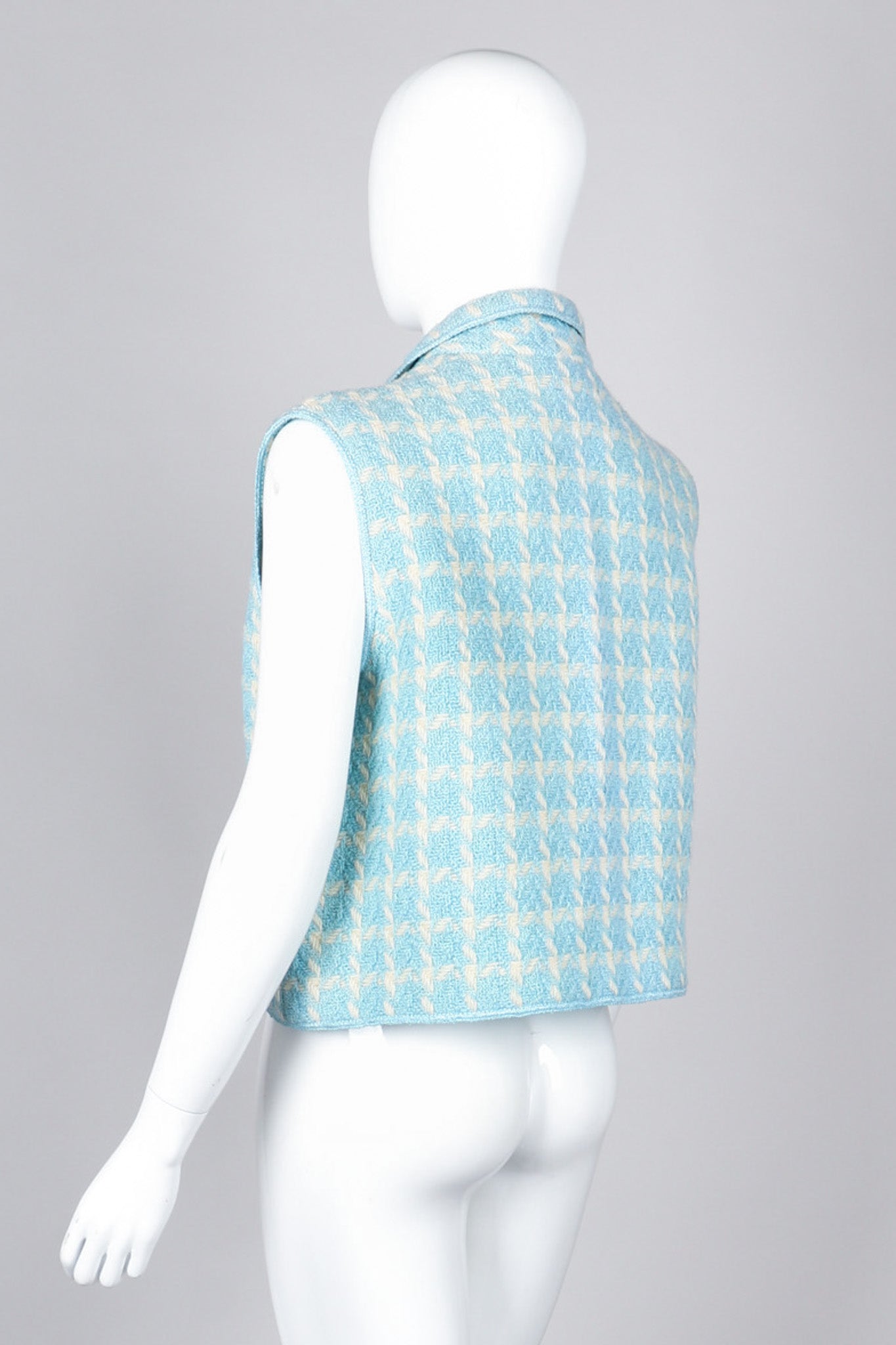 Recess Los Angeles Vintage Chanel Baby Blue Checkered Knit Vest