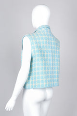 Recess Los Angeles Vintage Chanel Baby Blue Checkered Knit Vest