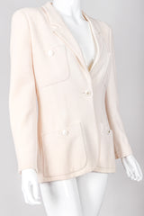 Recess Los Angeles Vintage Chanel Classic Cream Tweed Jacket Cream Wool Silk Lining