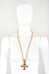 Recess Designer Consignment Vintage Chanel Ribbon CC Logo Cross Pendant Necklace Los Angeles Resale