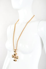 Recess Designer Consignment Vintage Chanel Ribbon CC Logo Cross Pendant Necklace Los Angeles Resale