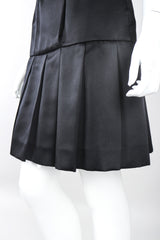 Recess Designer Consignment Vintage Chanel Double Breasted Drop Waist Satin Uniform Dress Los Angeles Resale