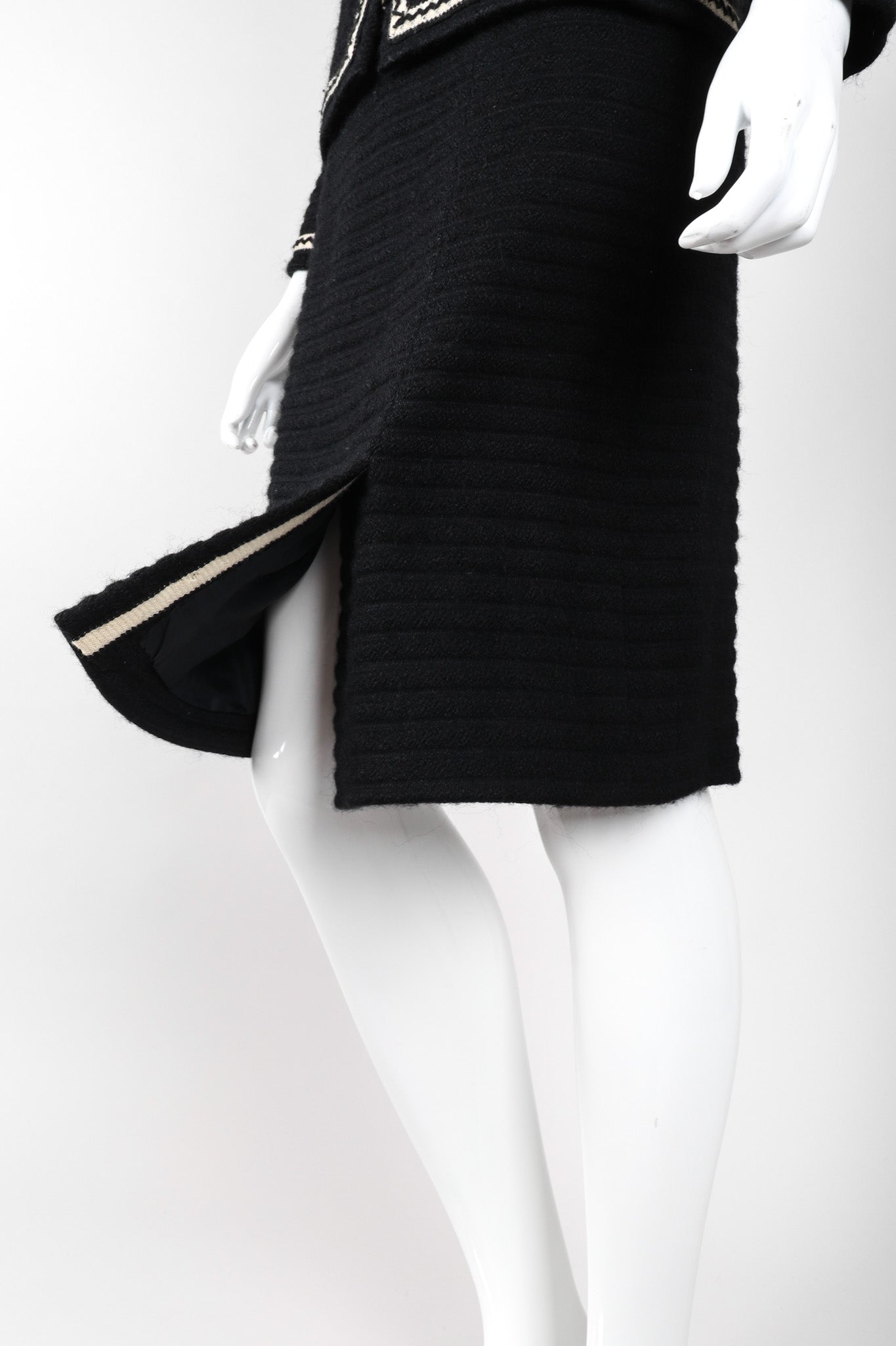 Recess Los Angeles Vintage Chanel Textured Rib Zig Zag Boucle Wool Jacket & Skirt Set