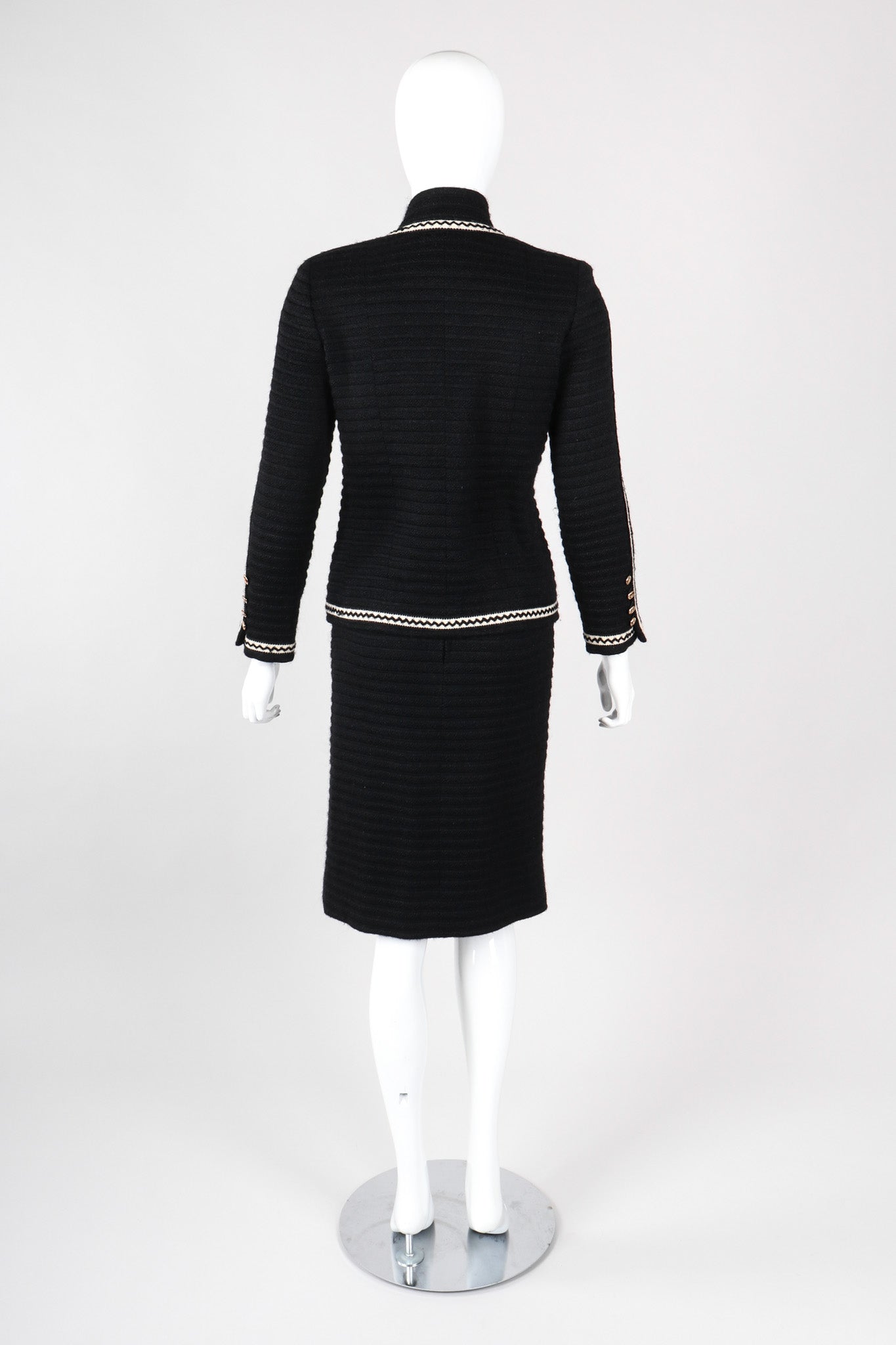 Recess Los Angeles Vintage Chanel Textured Rib Zig Zag Boucle Wool Jacket & Skirt Set