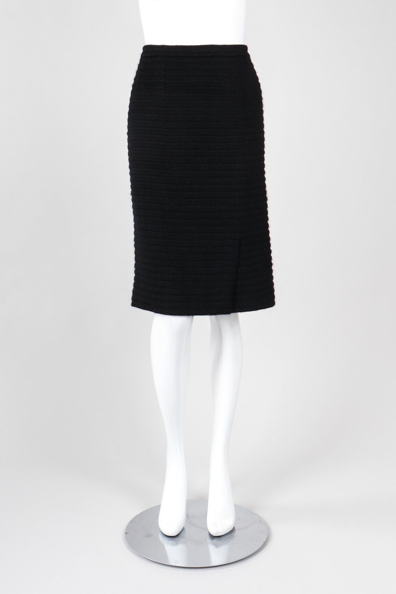 Recess Los Angeles Vintage Chanel Textured Rib Zig Zag Boucle Wool Jacket & Skirt Set