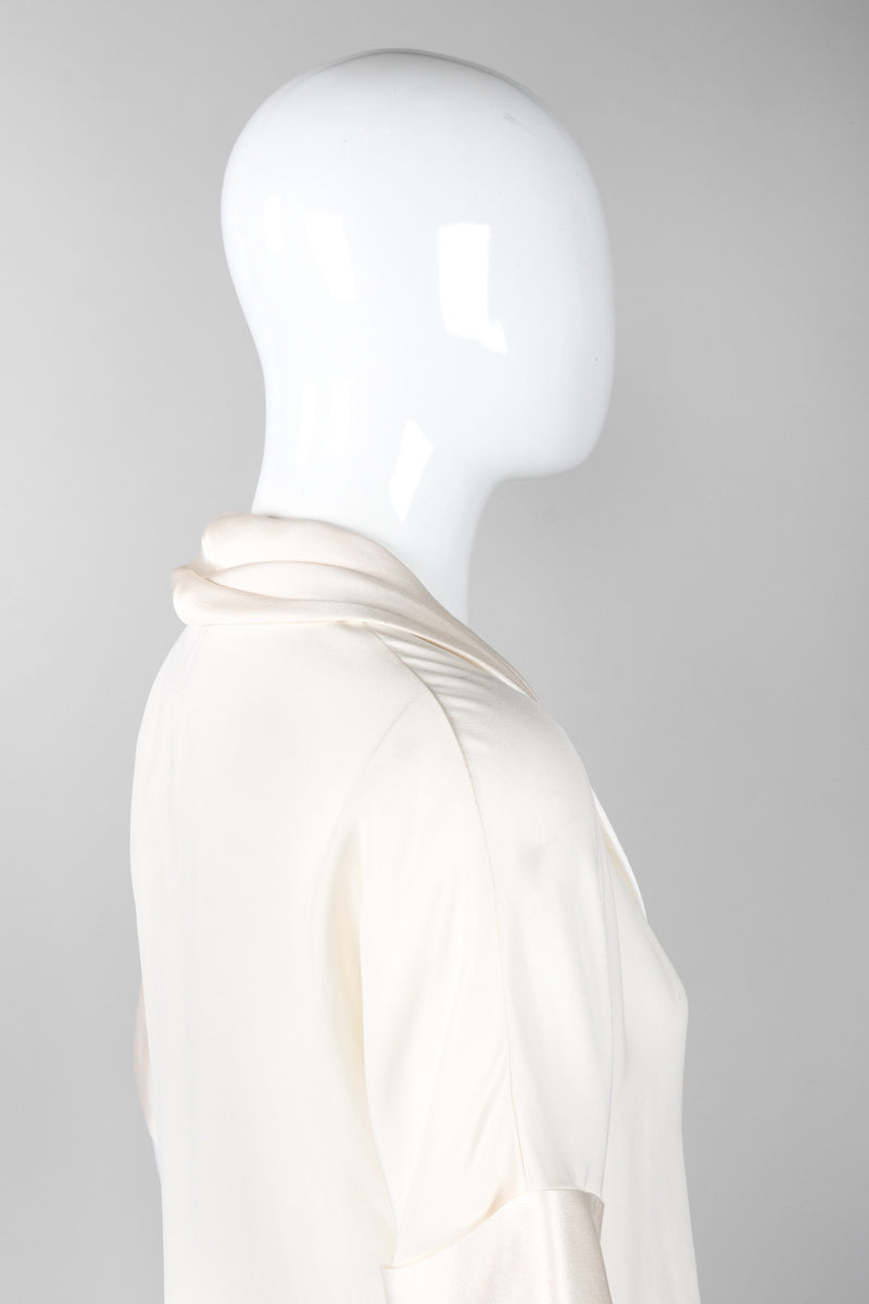 Recess Los Angeles Vintage Chanel Cream Shawl Collar Silk Blouse