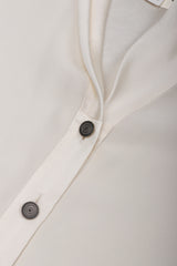 Recess Los Angeles Vintage Chanel Cream Shawl Collar Silk Blouse