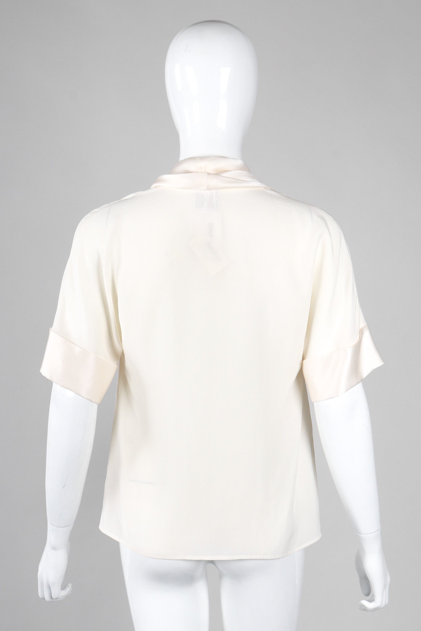 Recess Los Angeles Vintage Chanel Cream Shawl Collar Silk Blouse