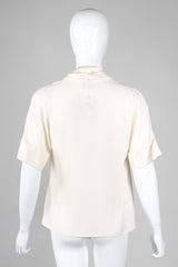 Recess Los Angeles Vintage Chanel Cream Shawl Collar Silk Blouse