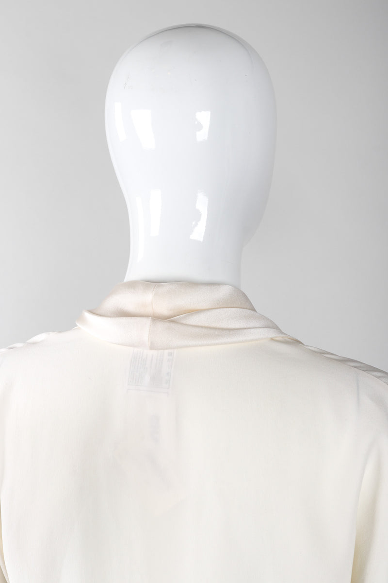 Recess Los Angeles Vintage Chanel Cream Shawl Collar Silk Blouse