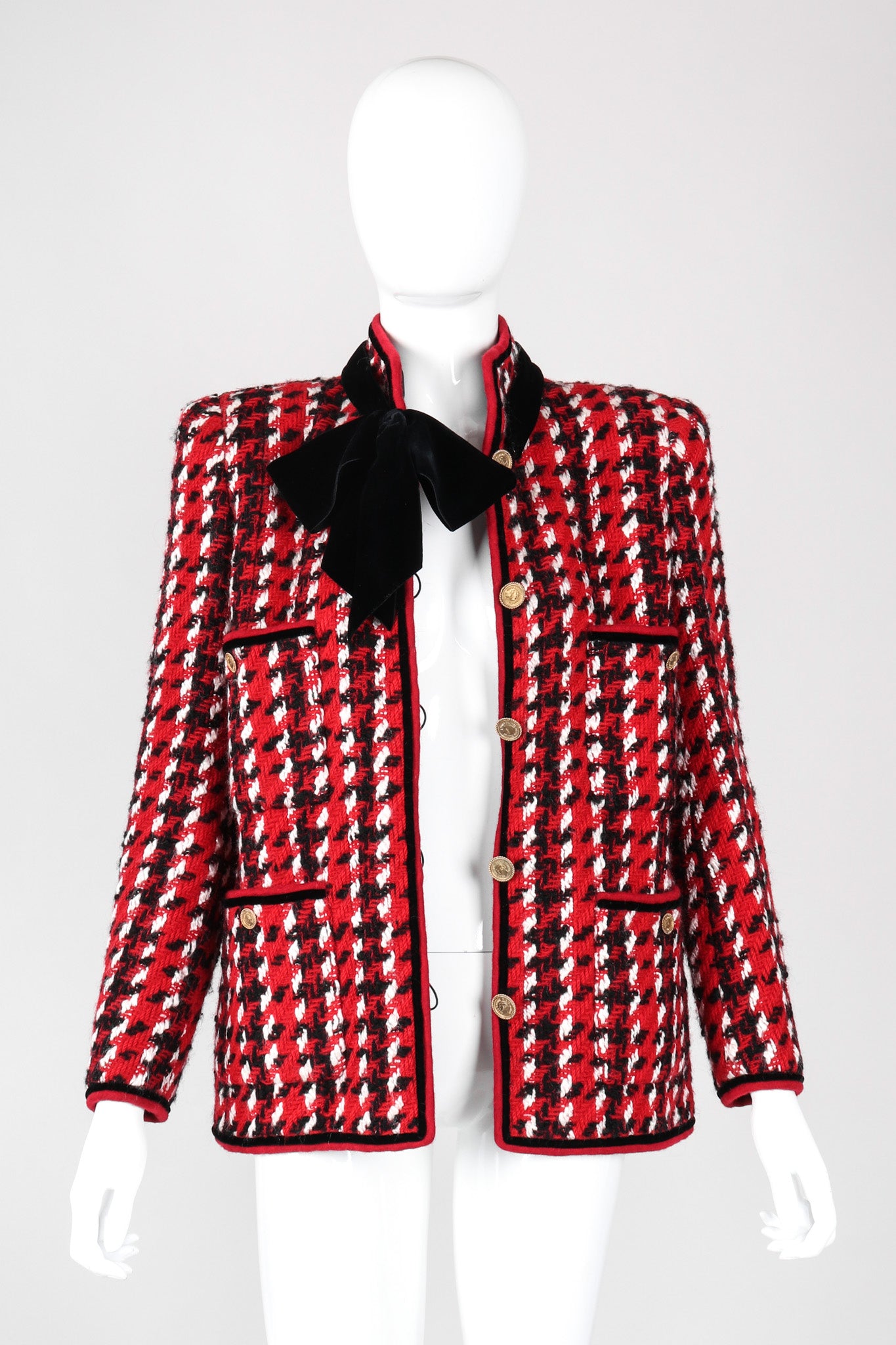 Recess Los Angeles Vintage Chanel Numbered Haute Couture Houndstooth Pussy Bow Jacket