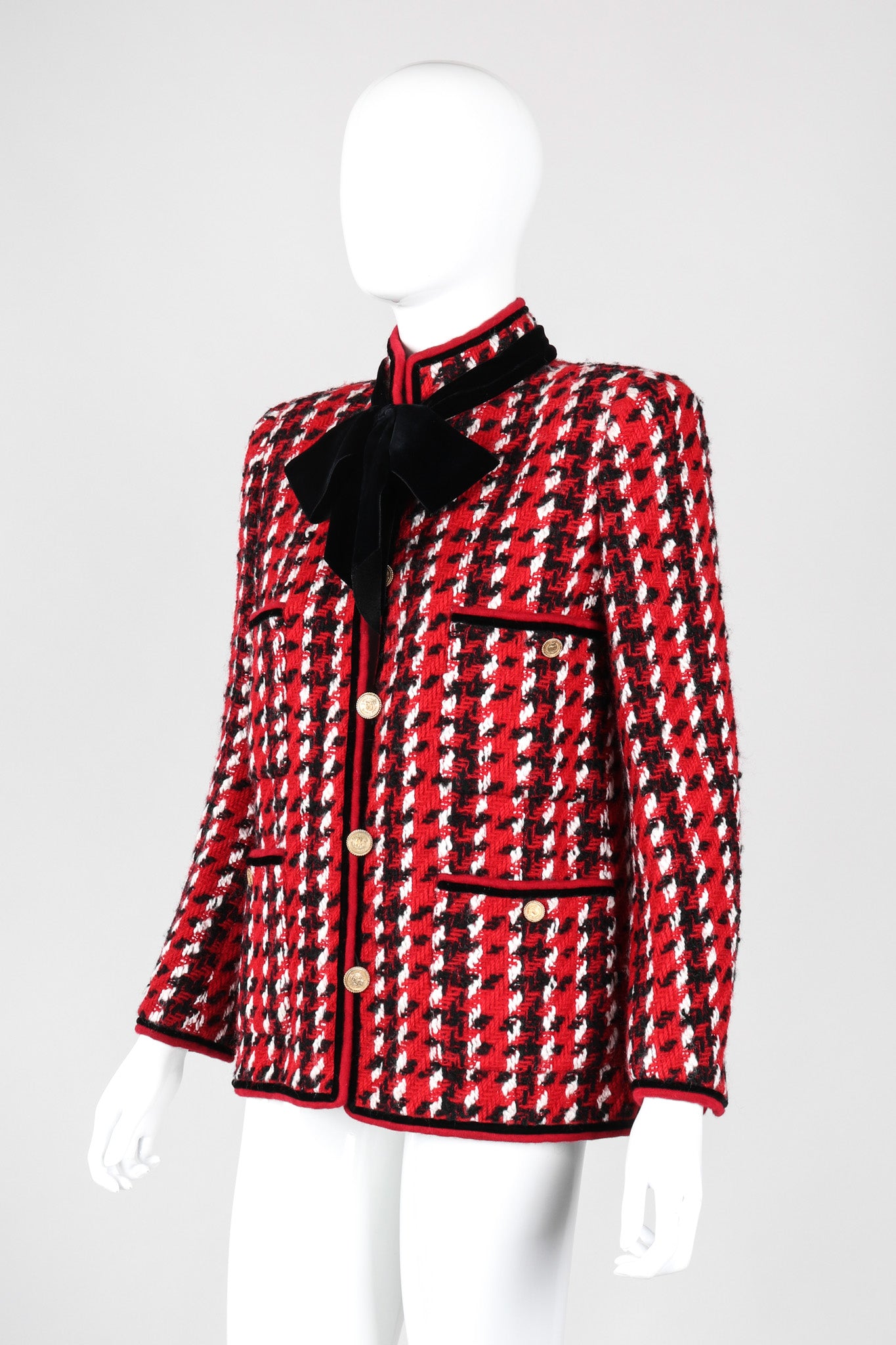 Recess Los Angeles Vintage Chanel Numbered Haute Couture Houndstooth Pussy Bow Jacket