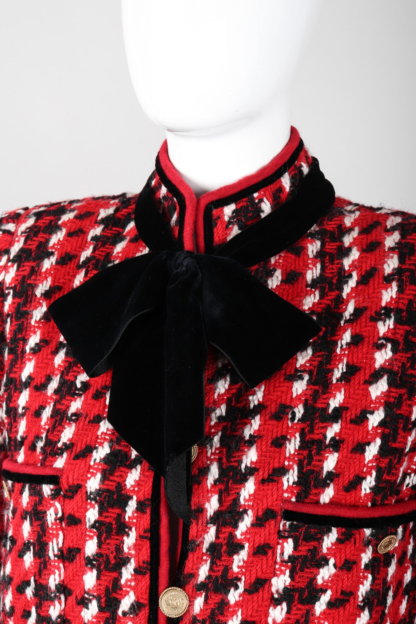 Recess Los Angeles Vintage Chanel Numbered Haute Couture Houndstooth Pussy Bow Jacket