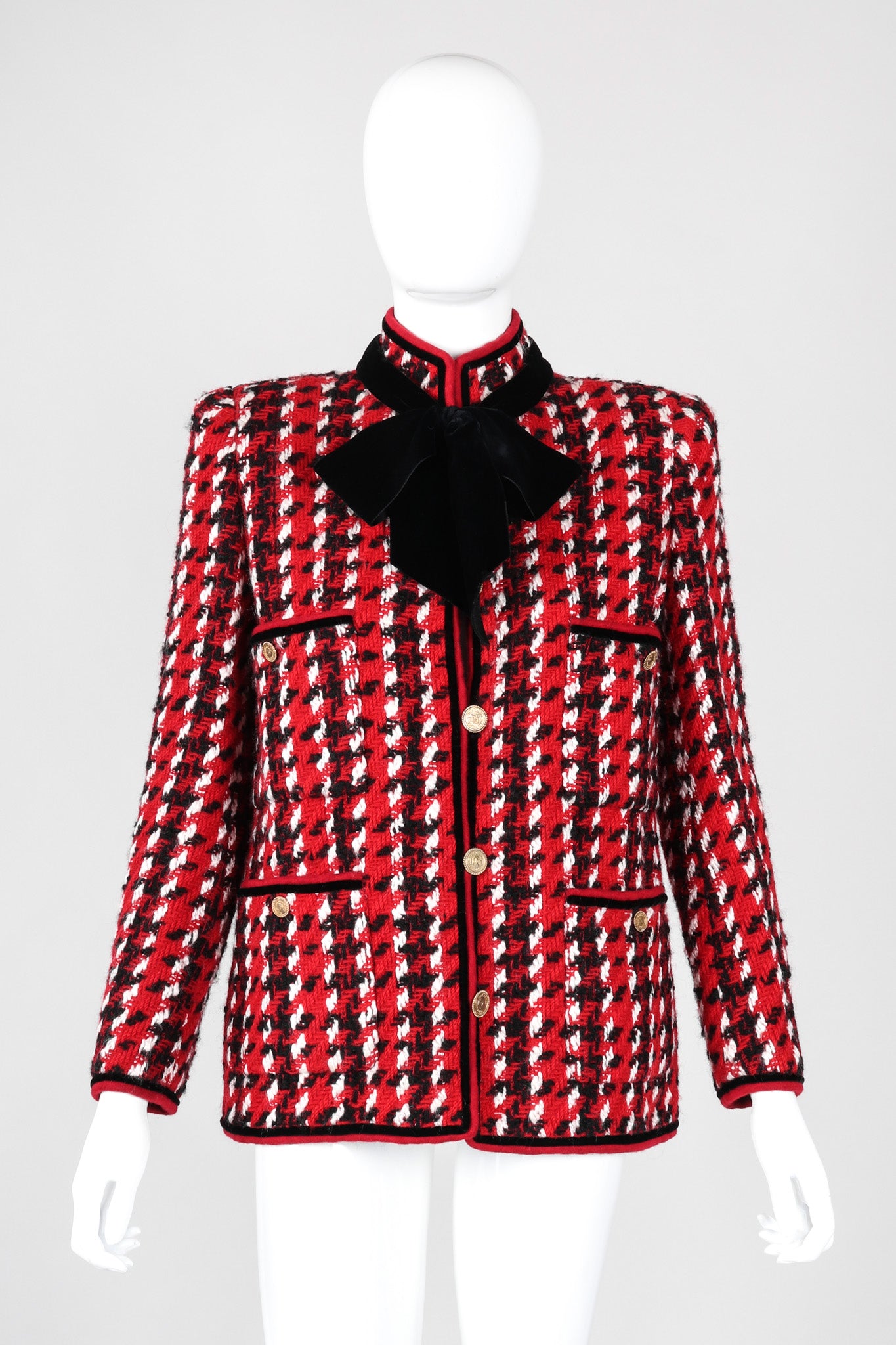 Recess Los Angeles Vintage Chanel Numbered Haute Couture Houndstooth Pussy Bow Jacket