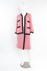 Vintage Chanel Boucle Jacket & Skirt Set on Mannequin Front at Recess LA