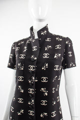 Vintage Chanel 1997 Cruise Bow Butterfly CC Logo Print Dress on mannequin collar @ Recess LA