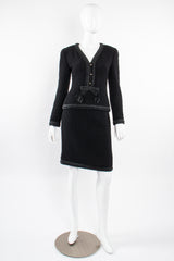 Vintage Chanel SS 1994 Runway Jelly Bow Bouclé Jacket & Skirt Set on Mannequin front @ Recess LA