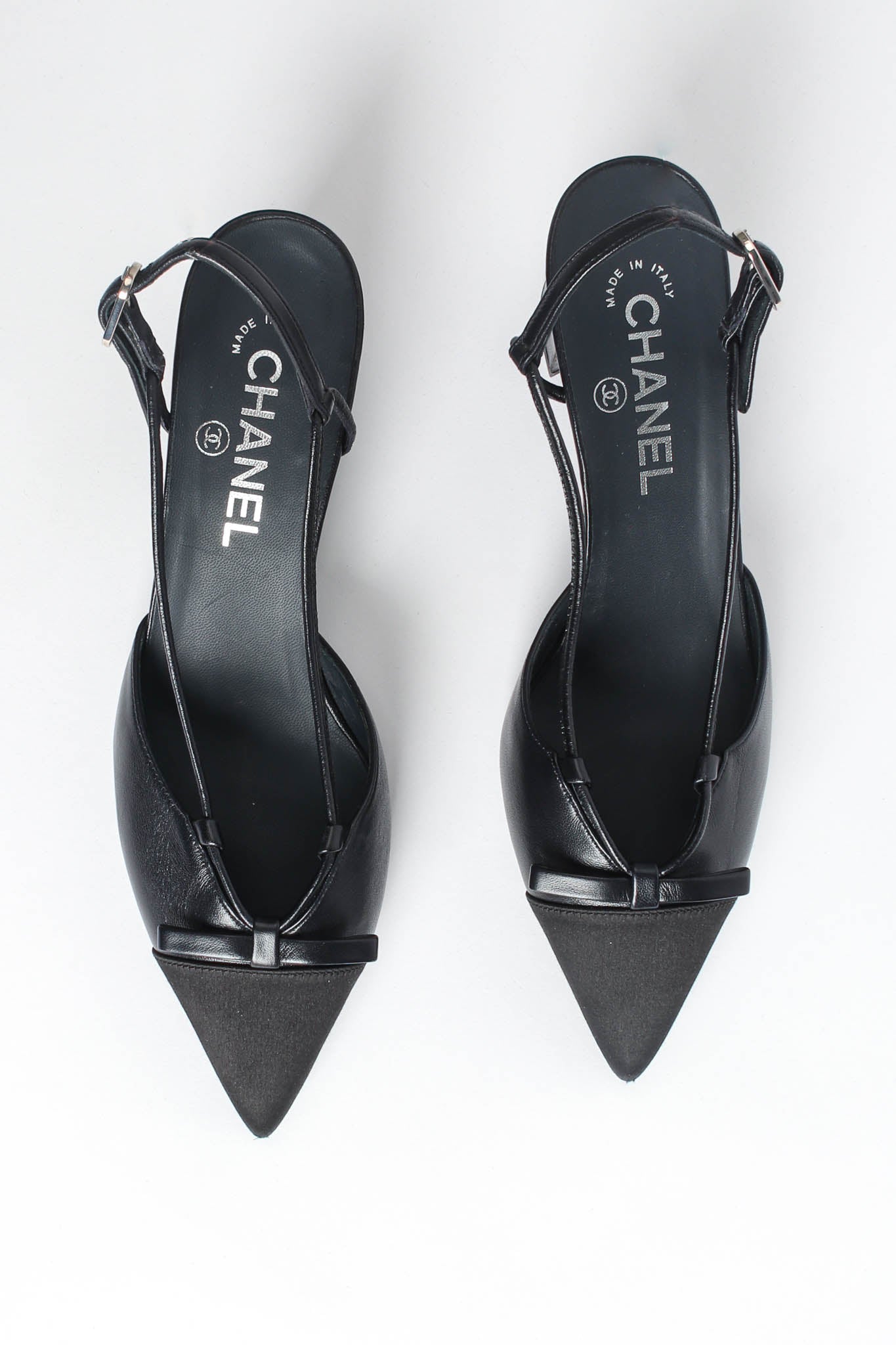 Vintage Chanel Cap Toe Bow Slingback Heels top  Recess Los Angeles