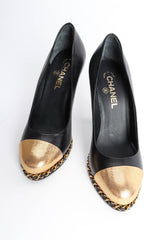 Vintage Chanel CC Cap Toe Chain Link Pumps signed sole close @ Recess LA