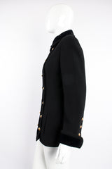 Vintage Chanel Velvet Contrast Uniform Peacoat on Mannequin side at Recess Los Angeles