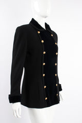 Vintage Chanel Velvet Contrast Uniform Peacoat on Mannequin angle at Recess Los Angeles