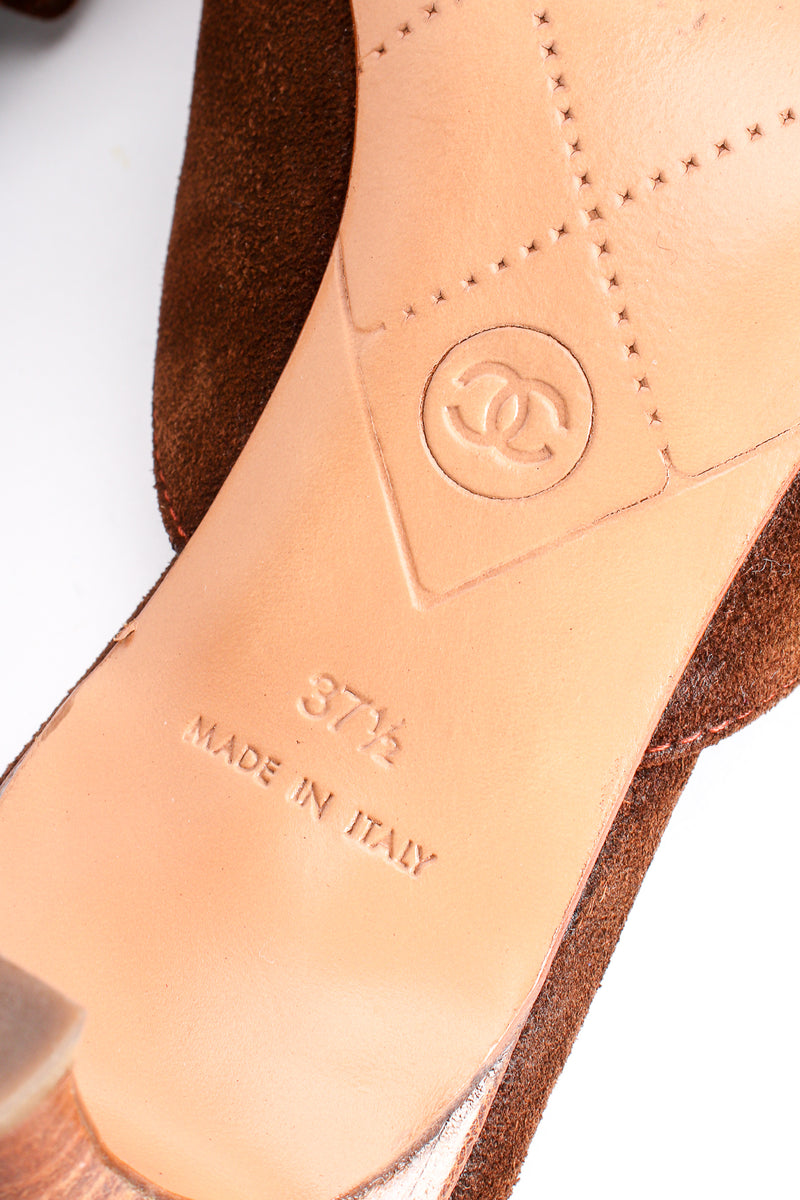 Vintage Chanel Suede Loafer Mules signature stamp at Recess Los Angeles