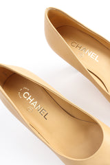 Chanel Cap Toe Lambskin Leather CC Heels signed insoles  @ Recess LA