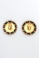 Vintage Chanel 1987 Mademoiselle Silhouette Leather Earrings back @ Recess LA